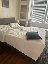Dirty unmade bed