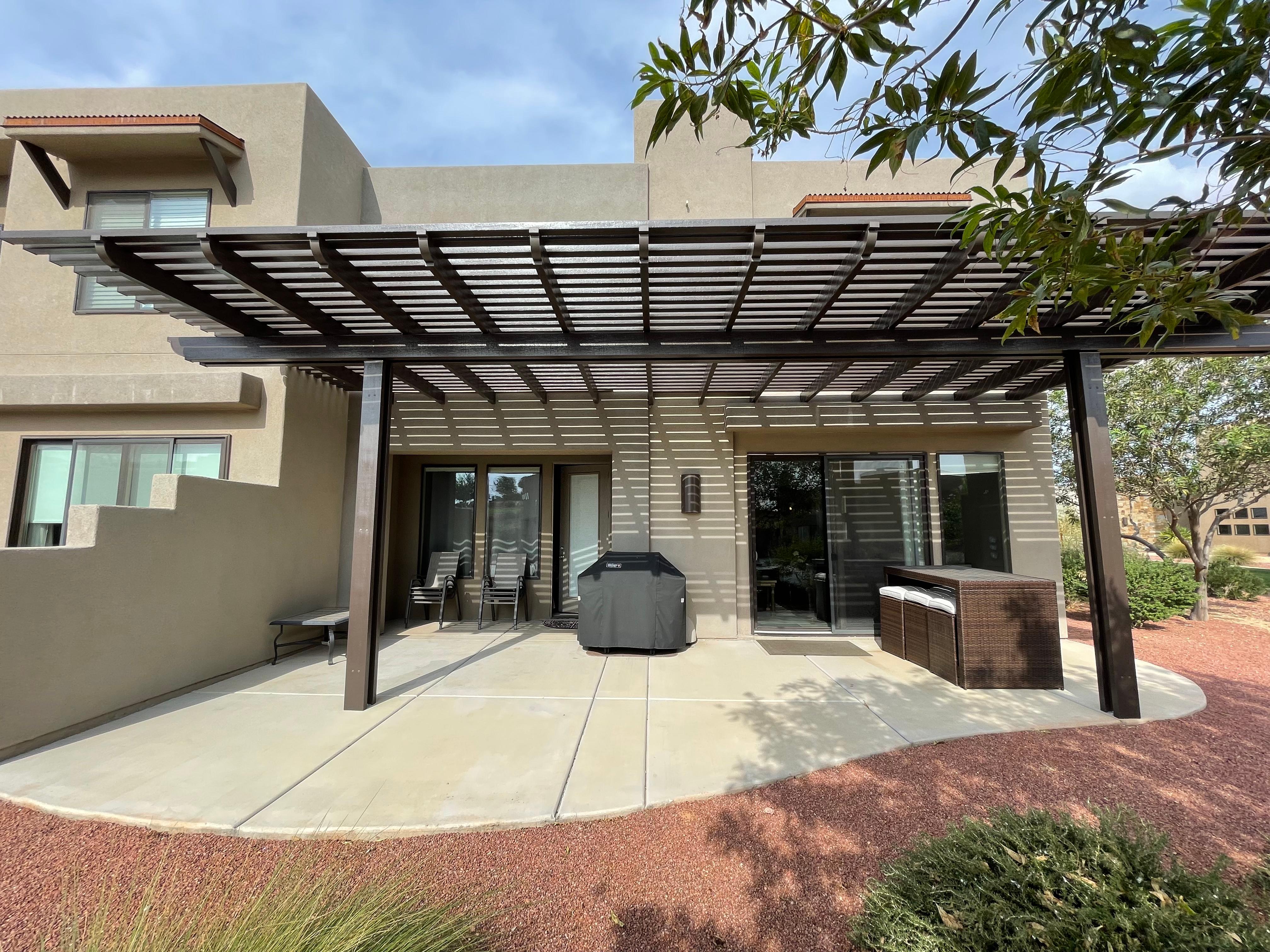 Patio outside master bedroom and front room. 