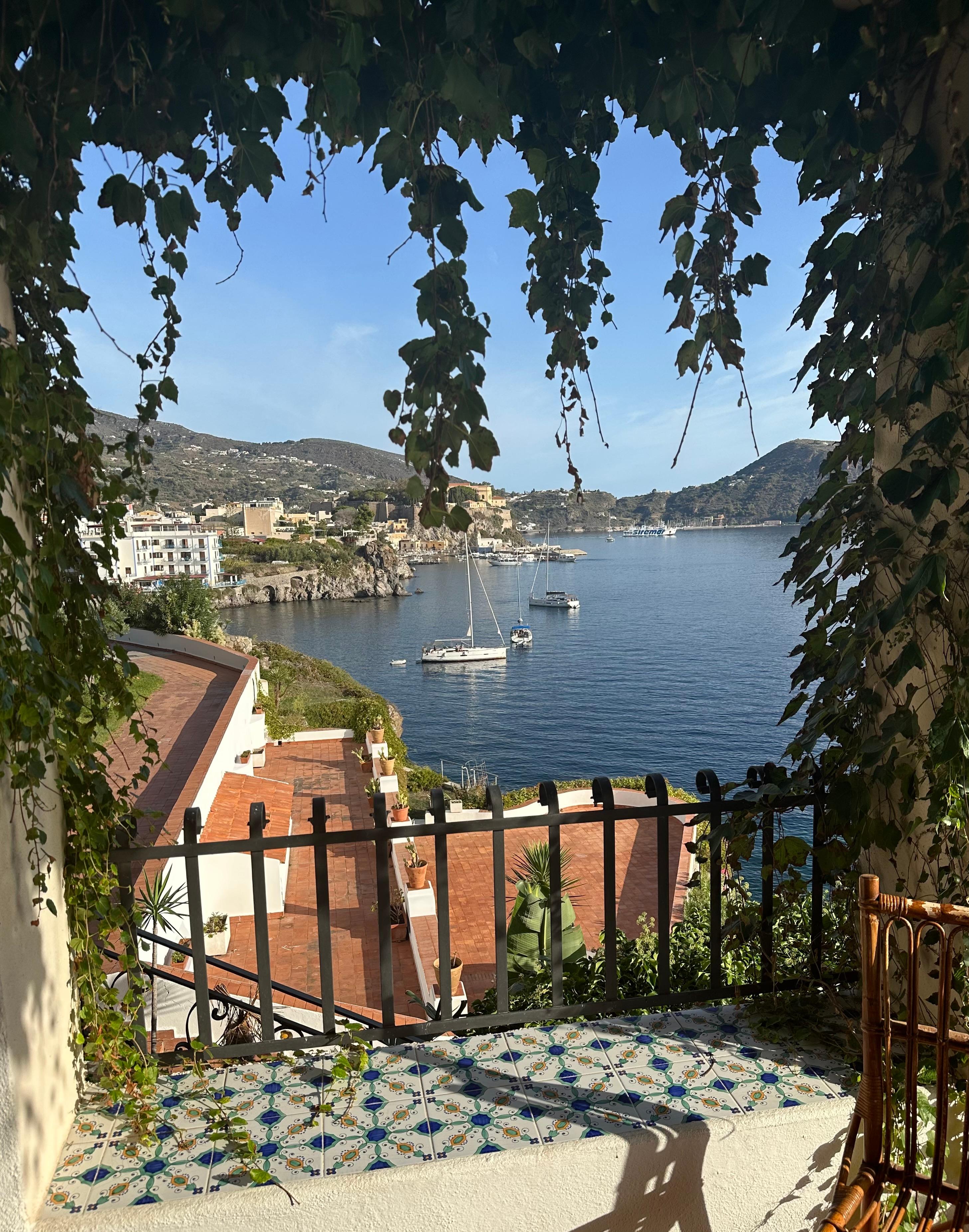 View from the restaurant looking back at the little port 