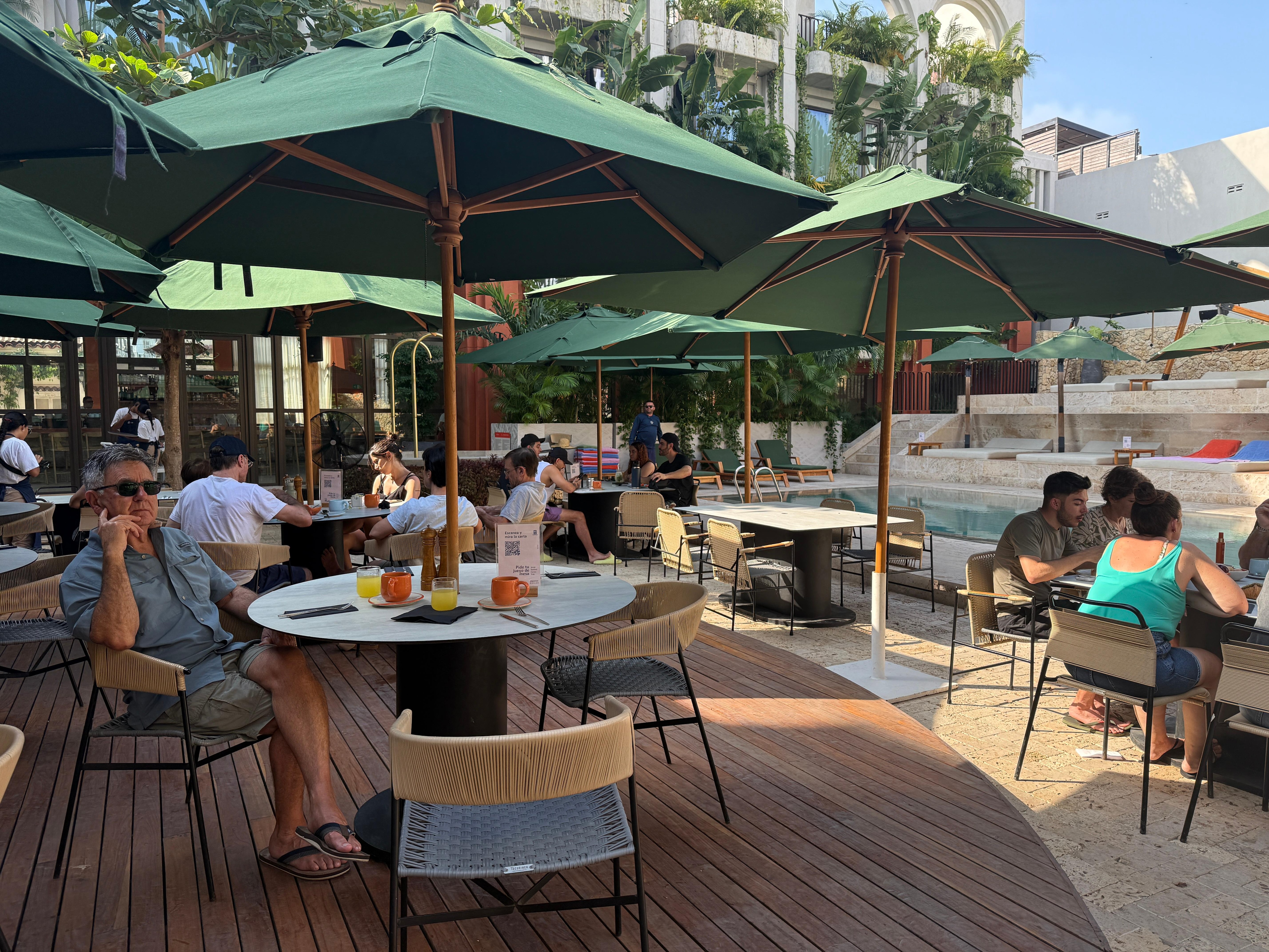 Poolside tables