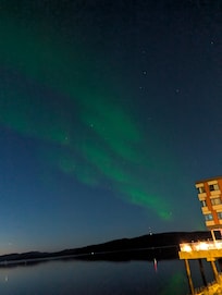 Northern lights over hotel