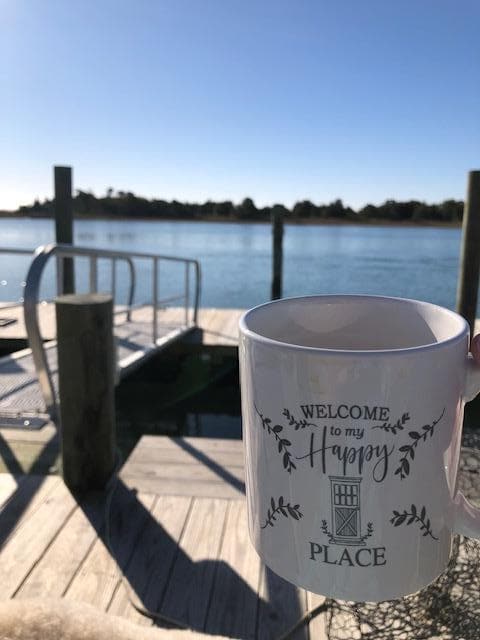 Morning coffee on the dock.