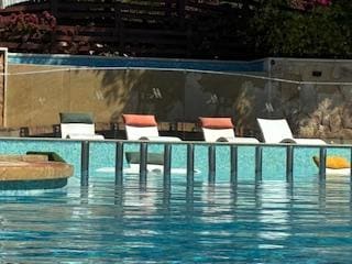 Loungers in the pool