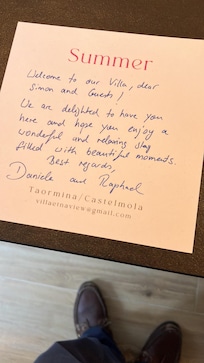 a welcome note from Daniela, the owner.....