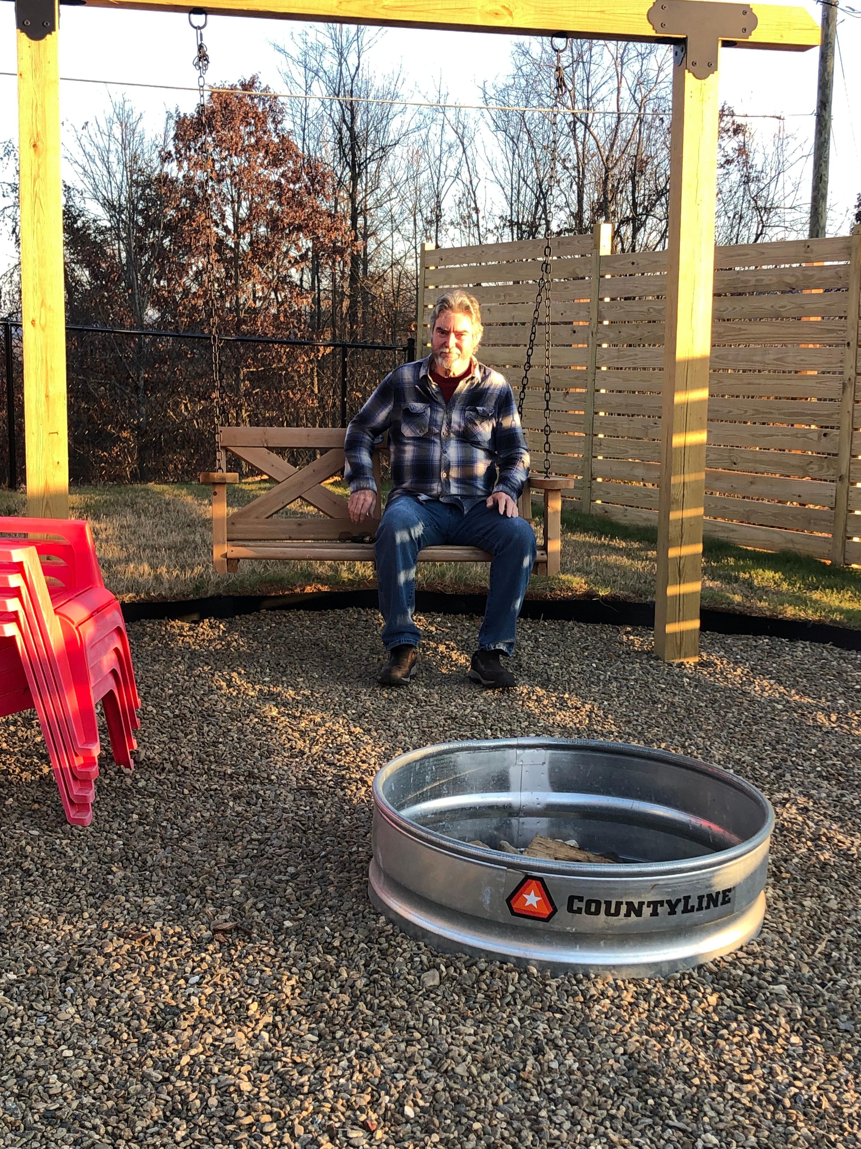 New swing and fire pit