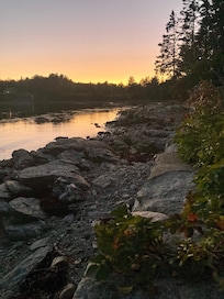 The view down the shoreline to the west