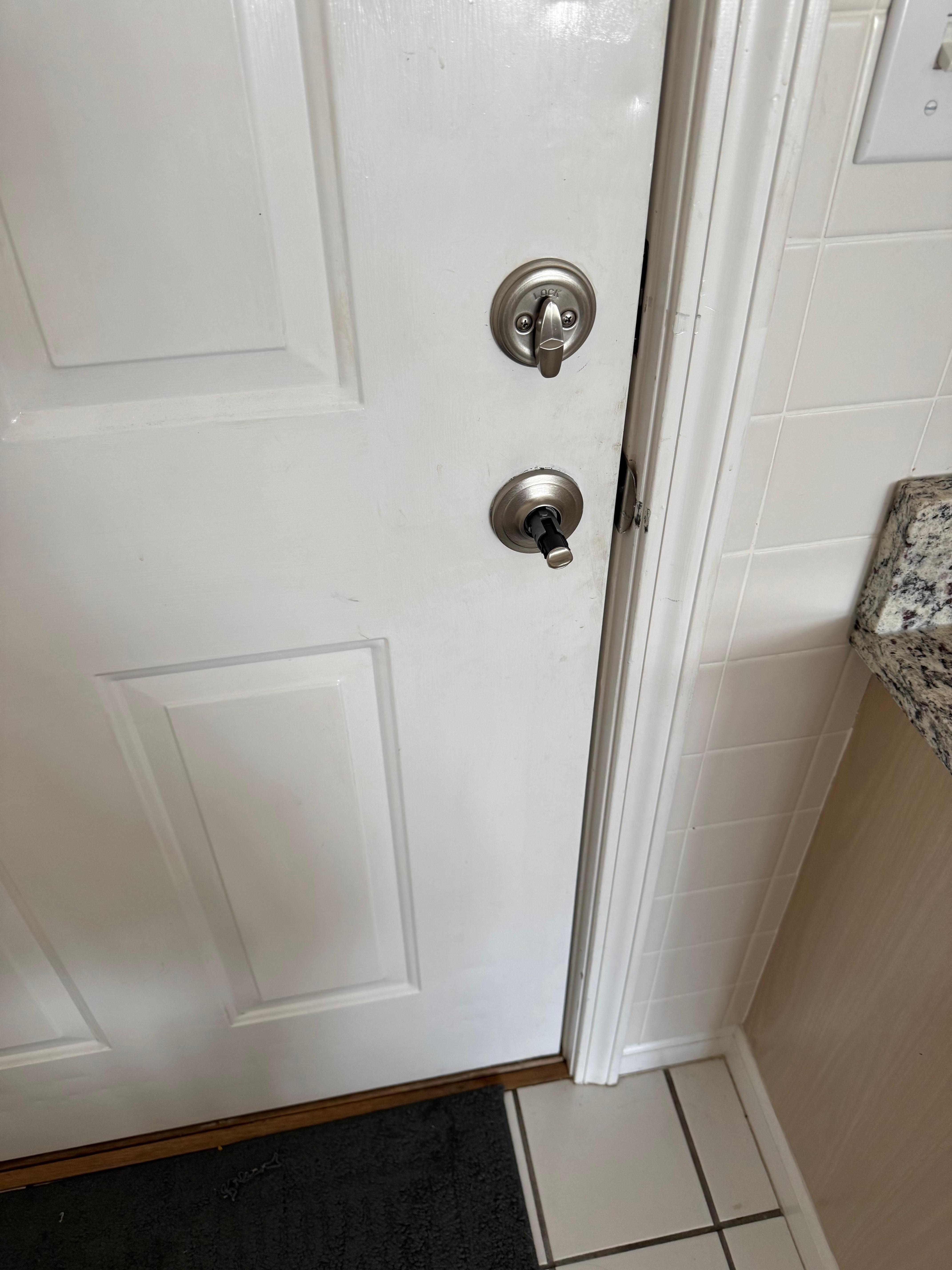 Front door with no handle. 