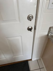 Front door with no handle.