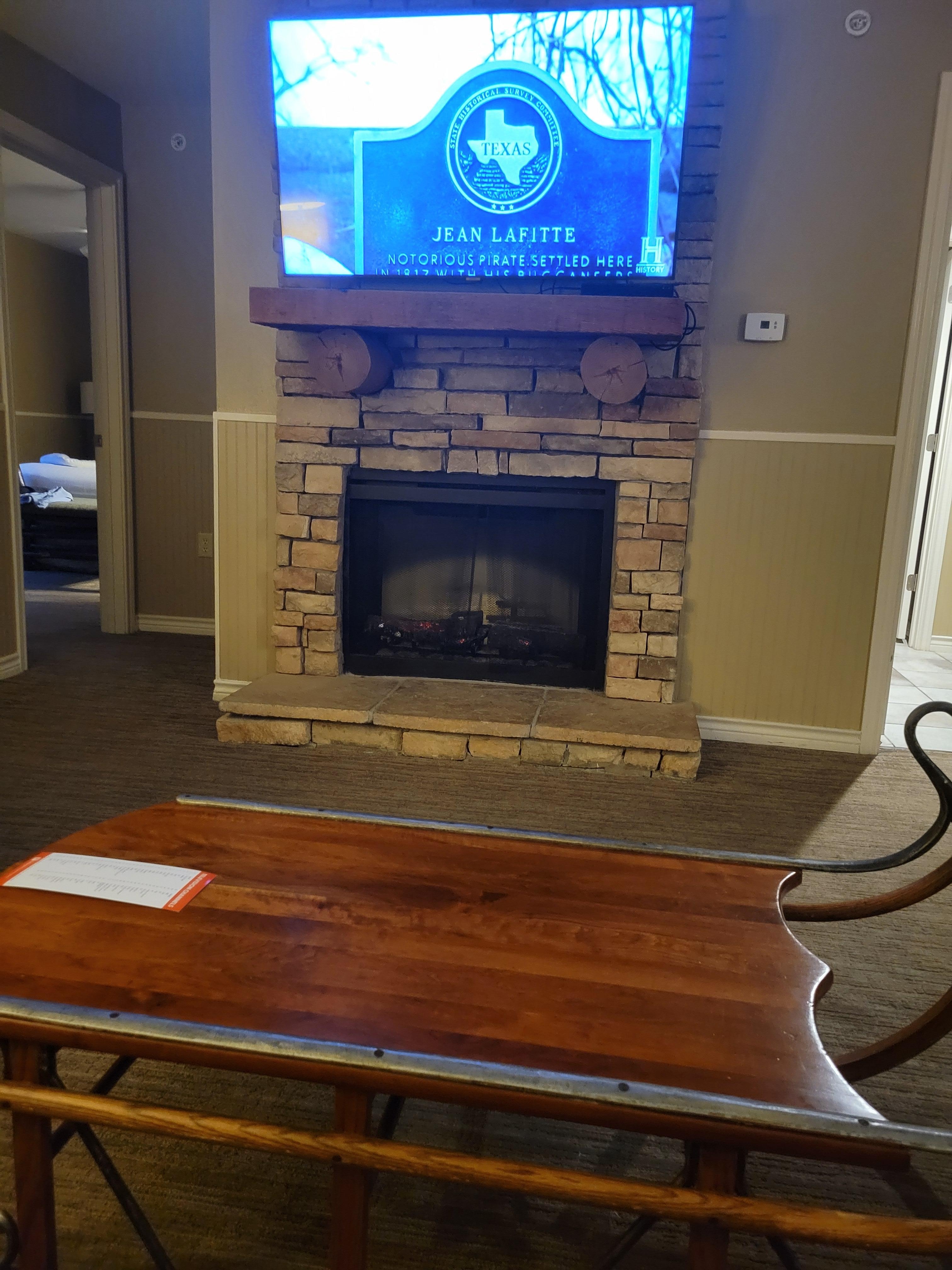 Added bonus, the fireplace!