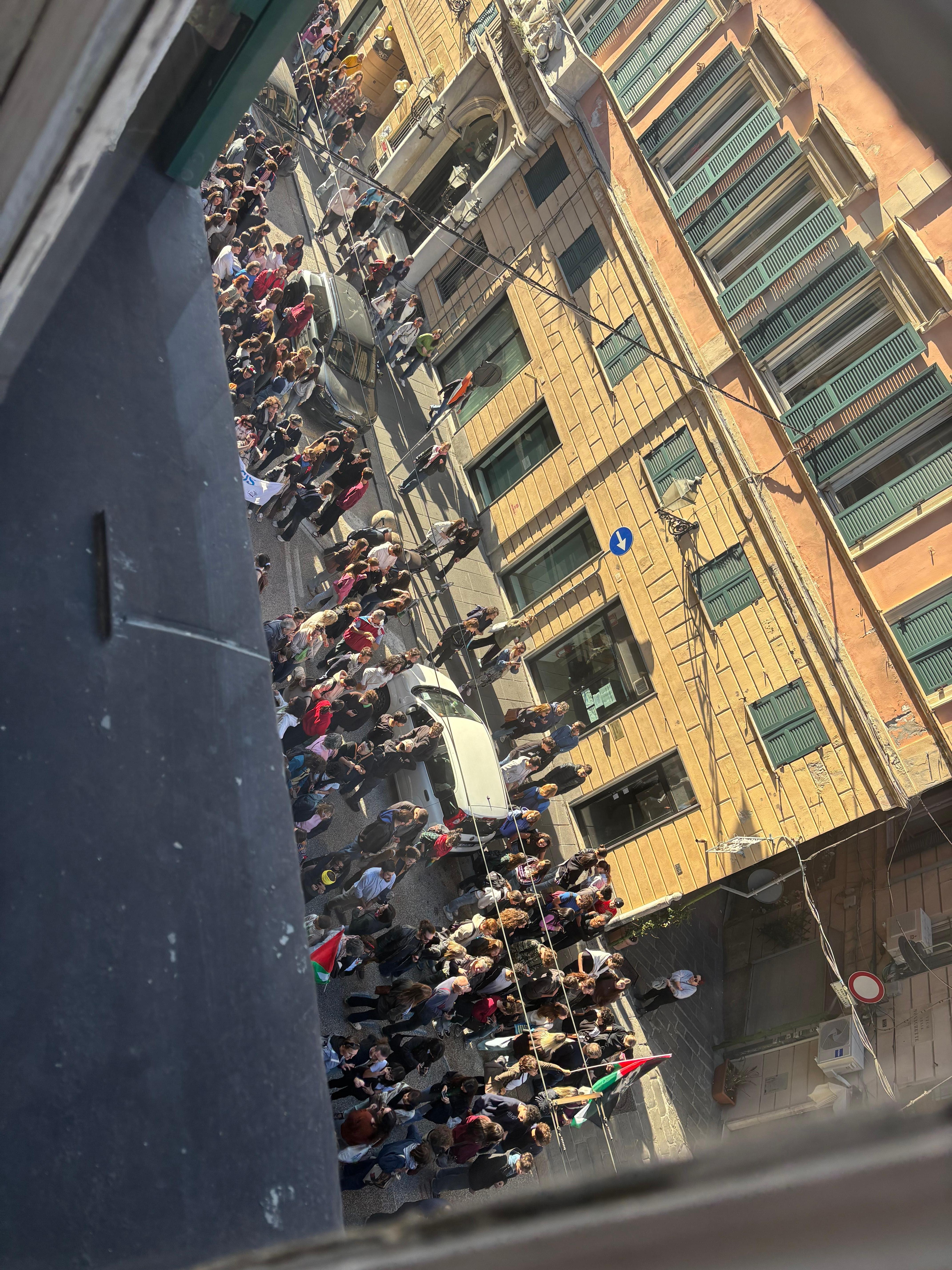 A protest on the street just outside my window