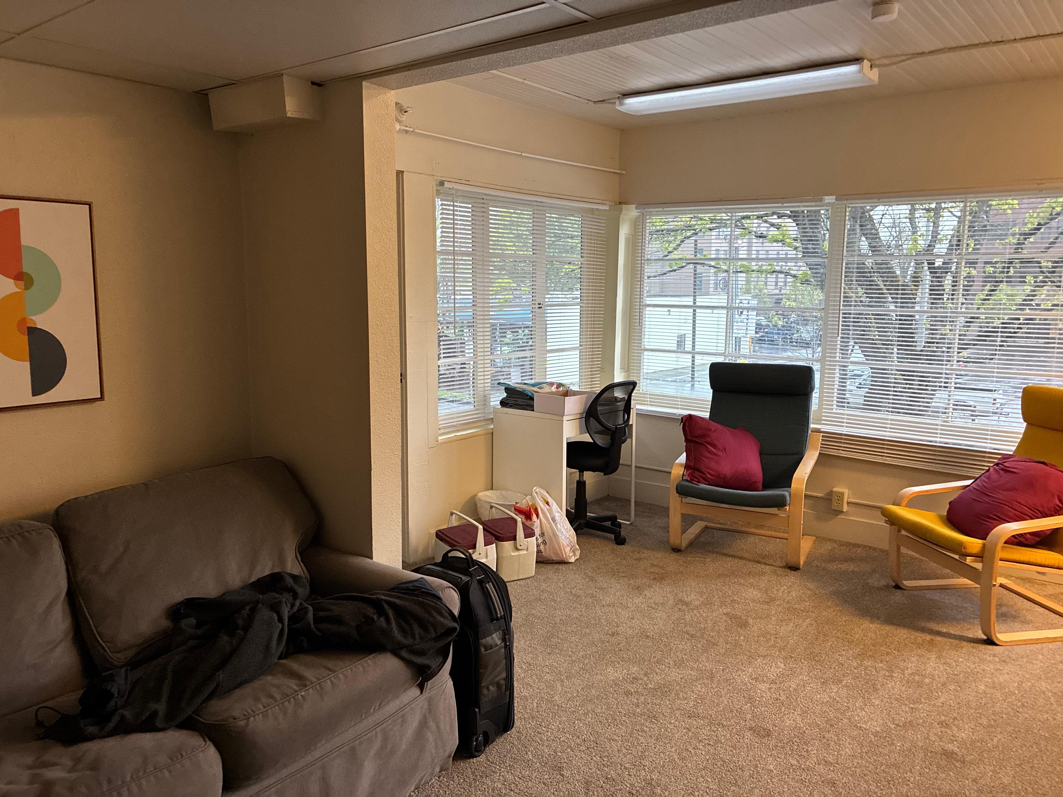 sofa, desk and part of the view