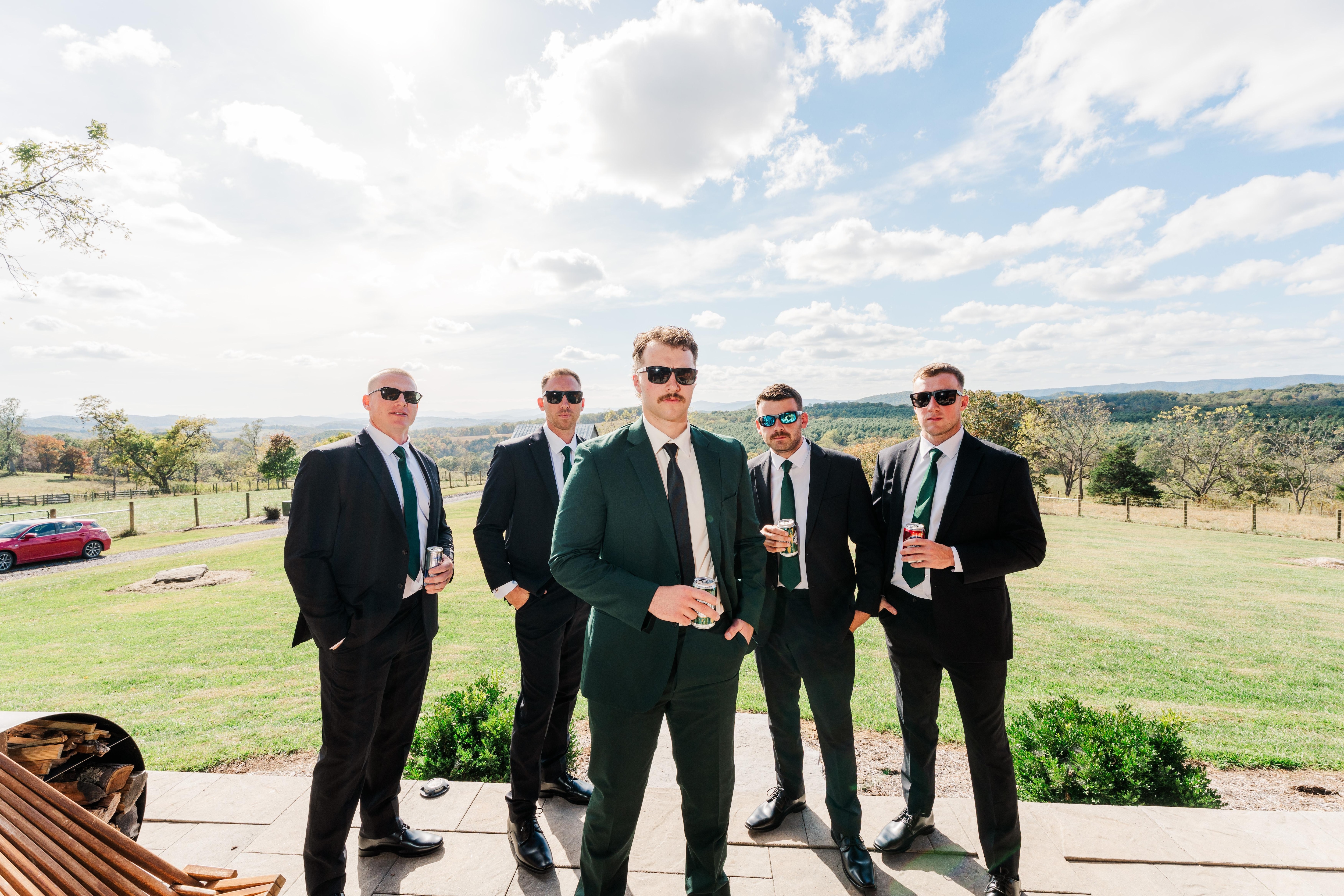 Me and my Groomsmen on the back porch looking at the mountains!