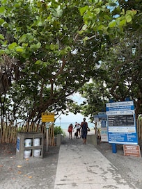 Beach access via the nearby park (accessible via walking path)