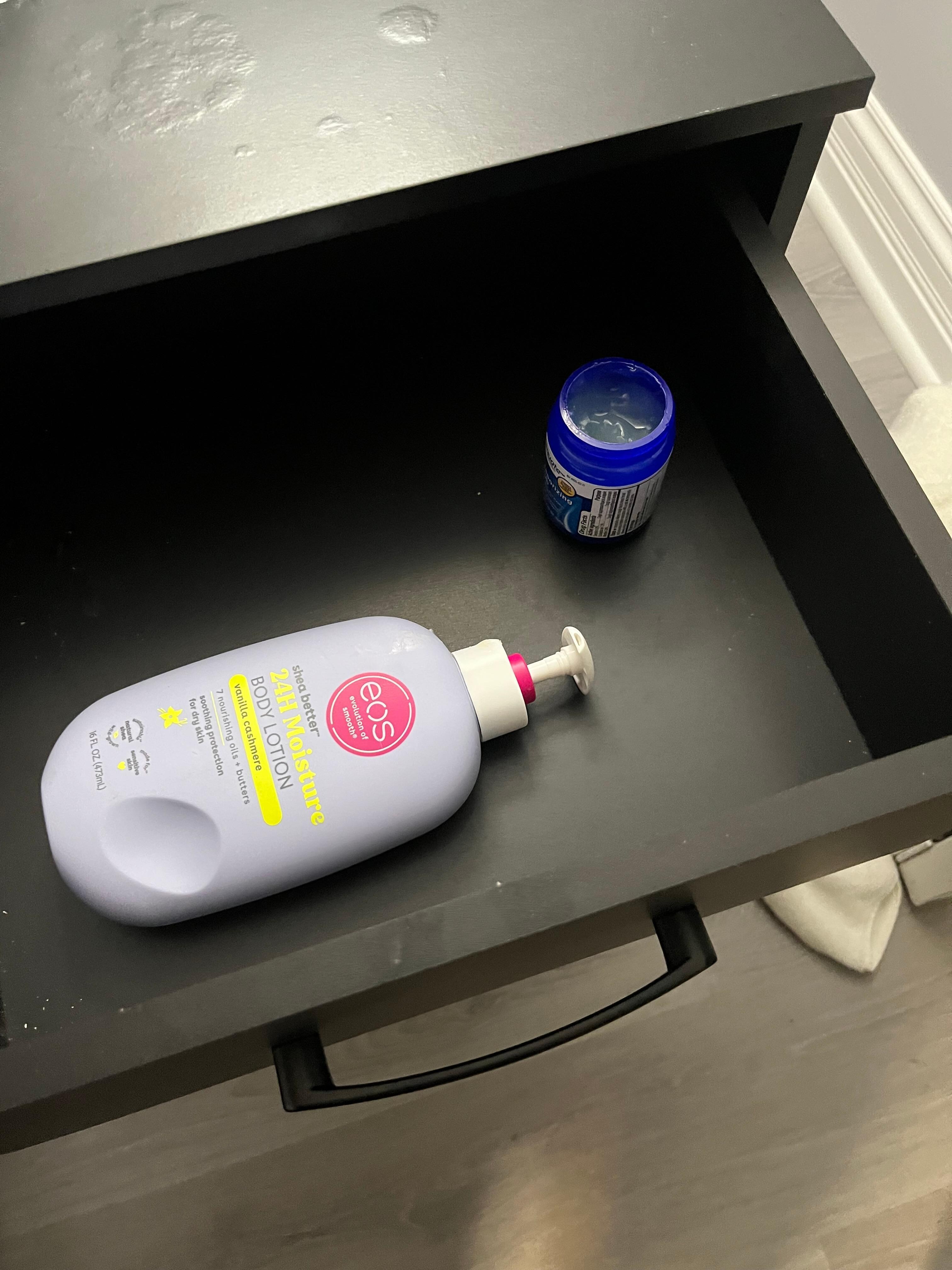Items contained in bedside table. Eww