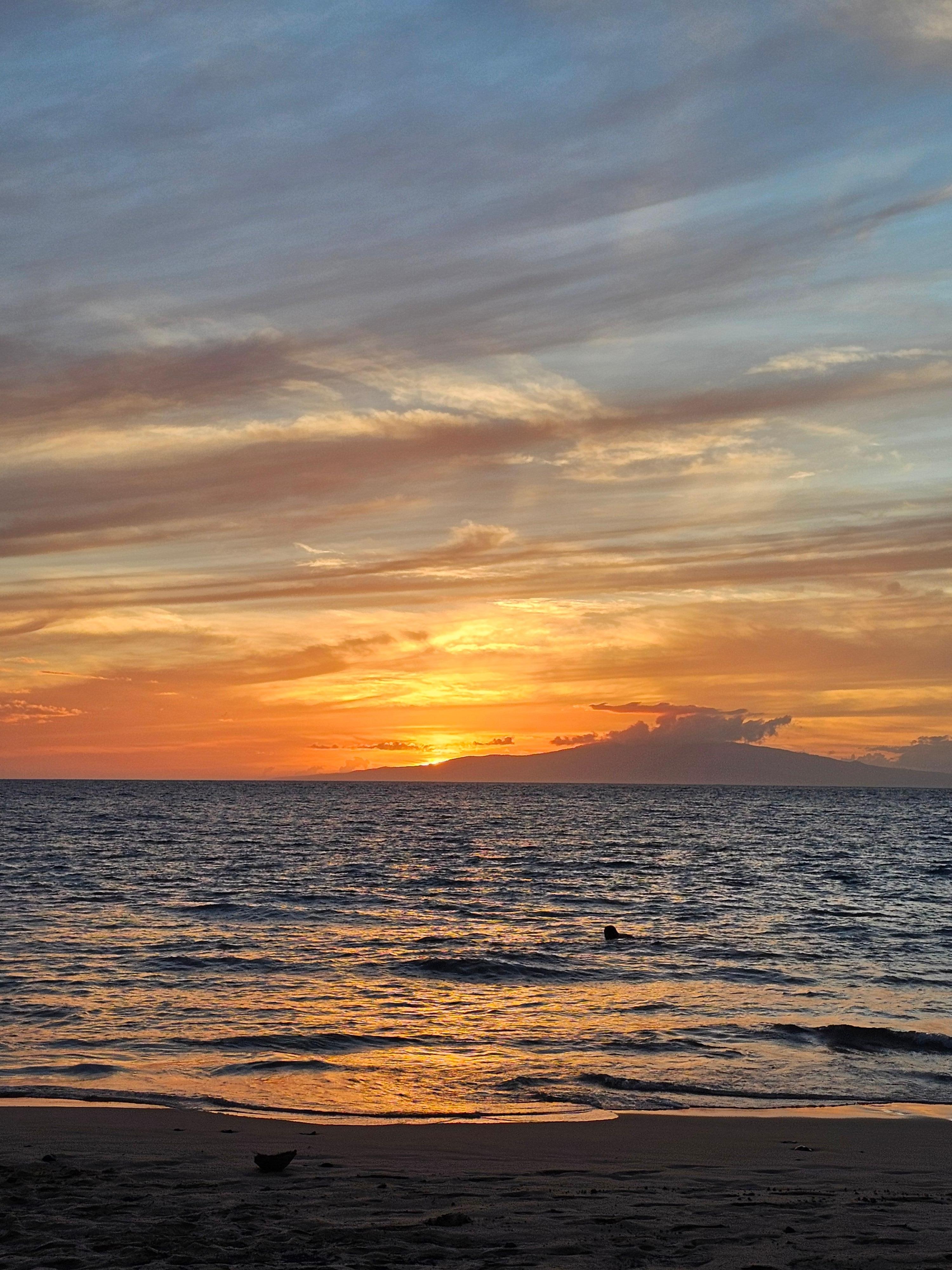 Same local beach, at sunset