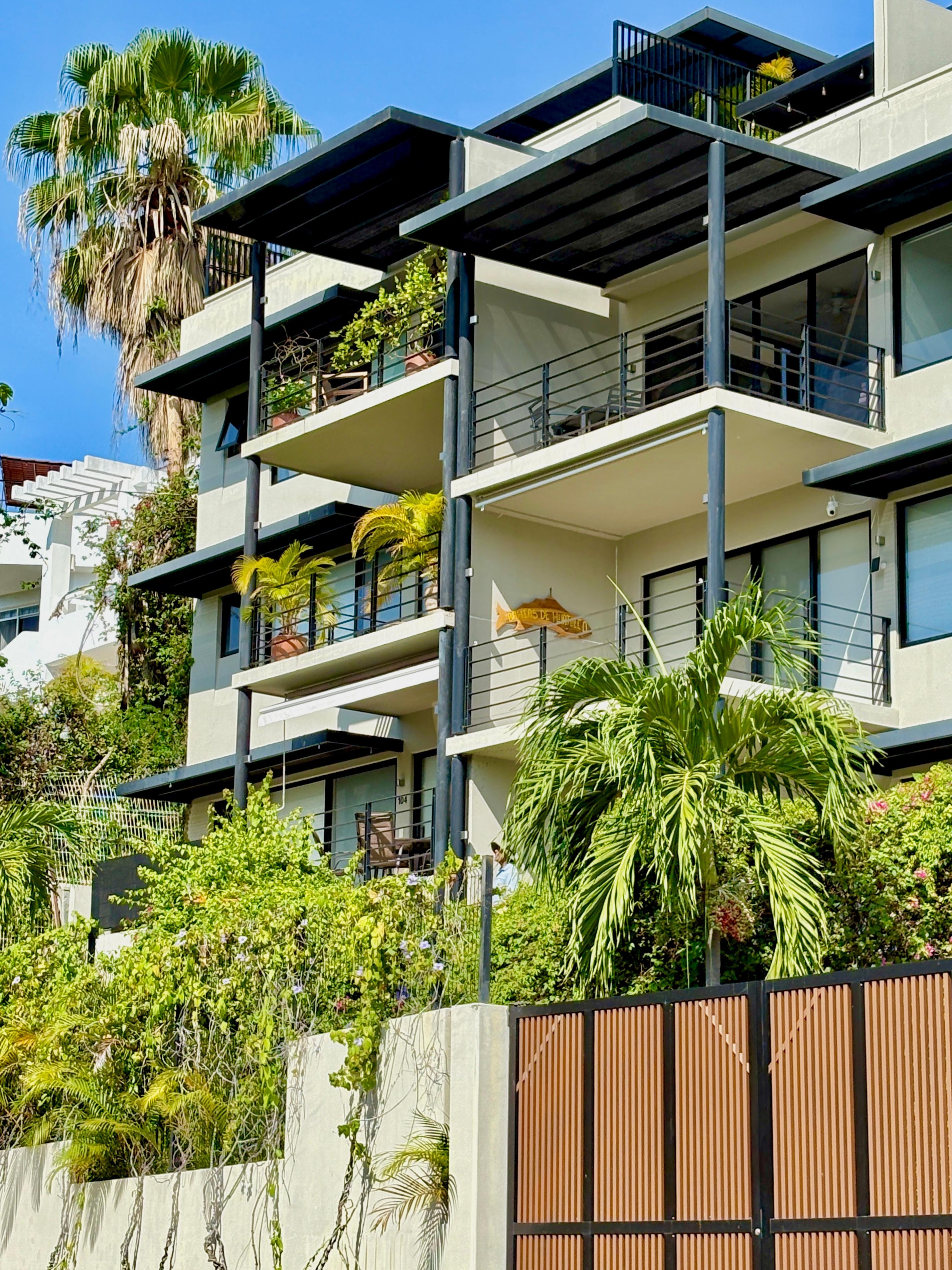 The condo from the street. 