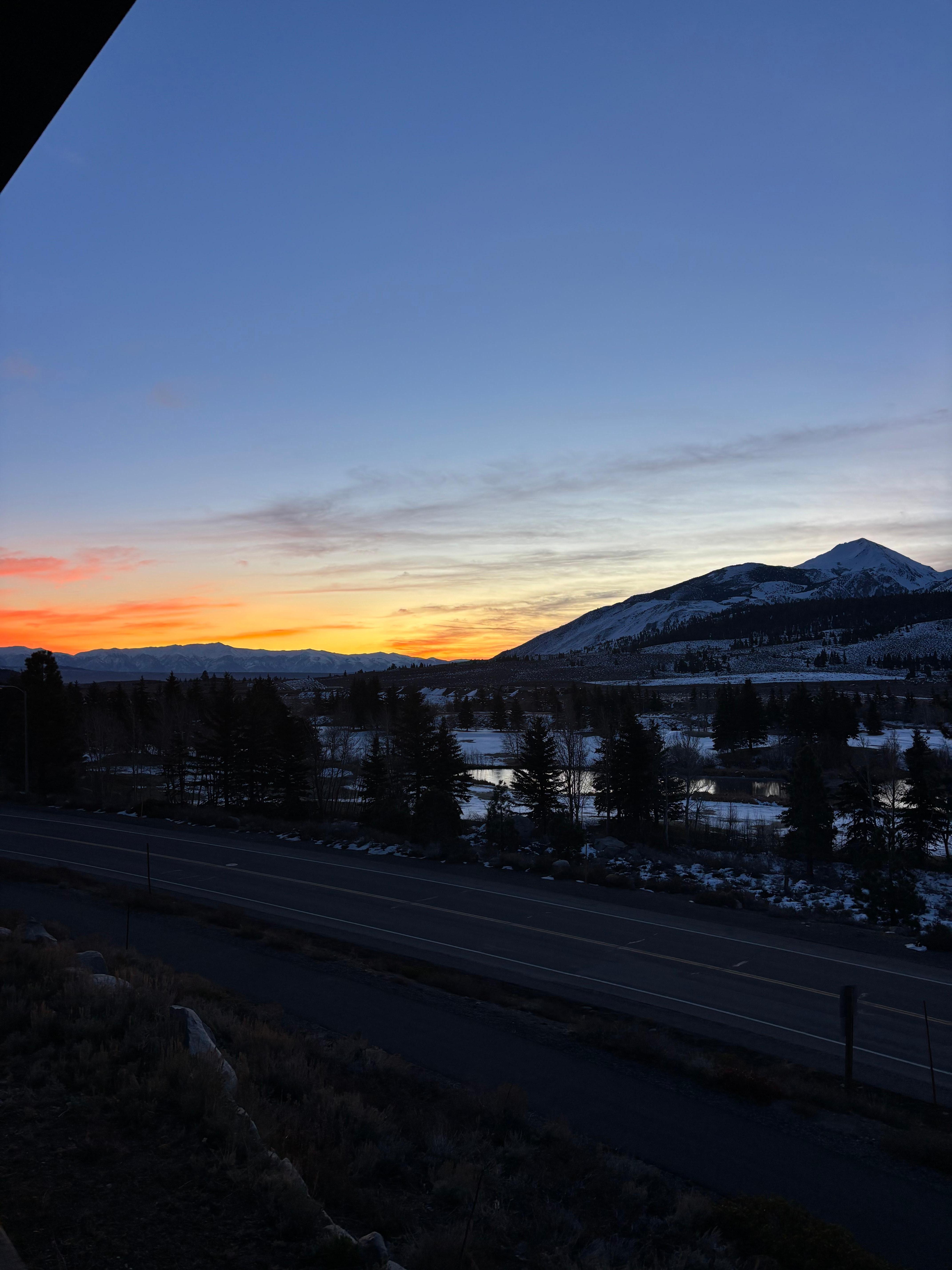 Morning sunrise from balcony off living room. Road noise is high certain times of day for local commuters, but we couldn’t hear it inside so it didn’t bother us