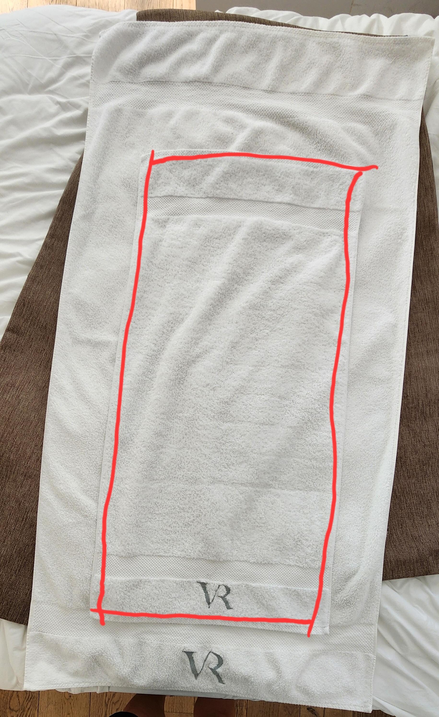 The size of the towels we had versus a bath towel.