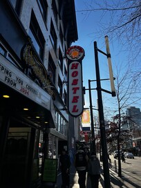 Outside the hostel entrance.