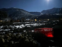 Nighttime view of the mountain.