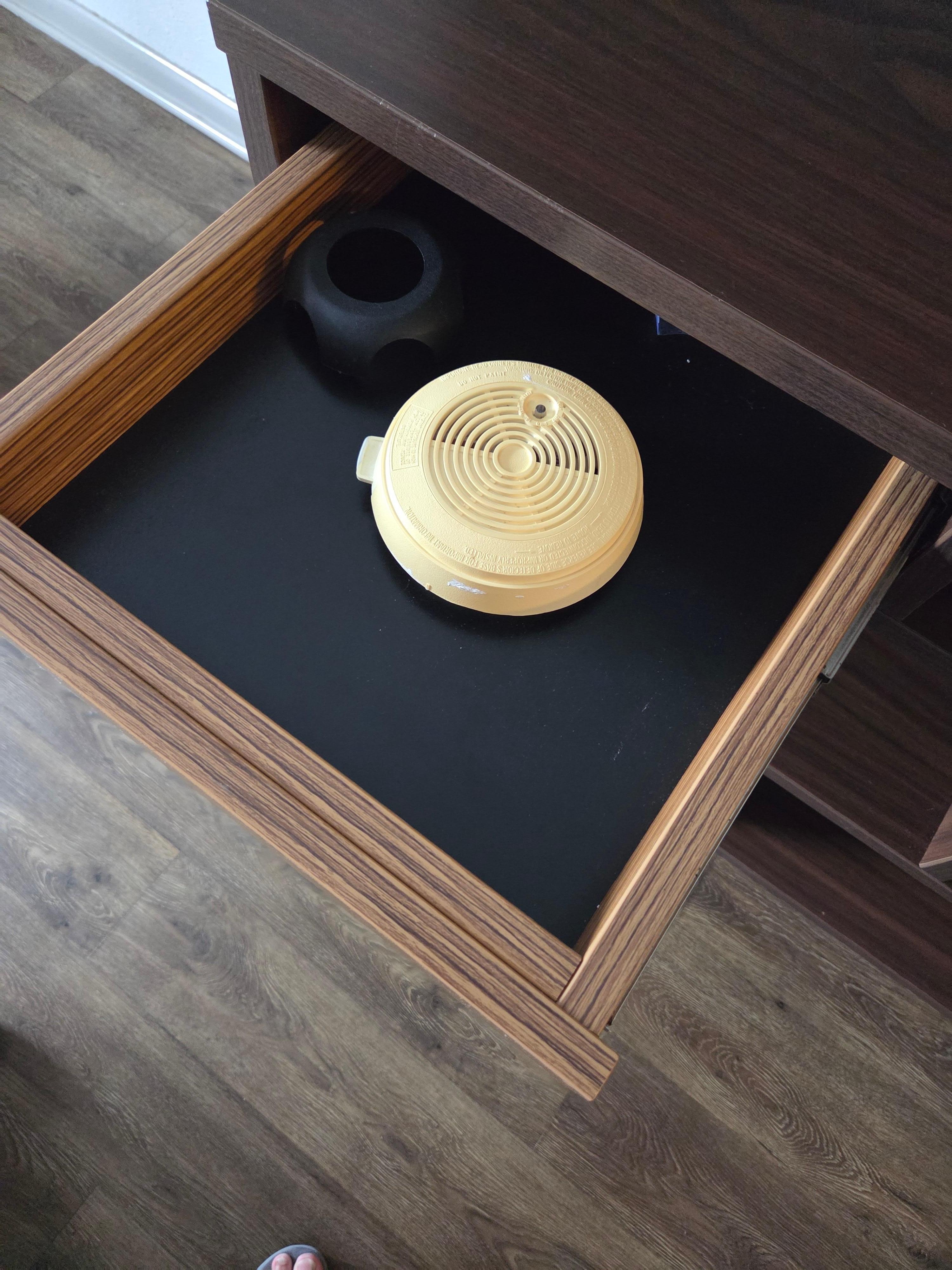 Uninstalled Smoke alarm in drawer