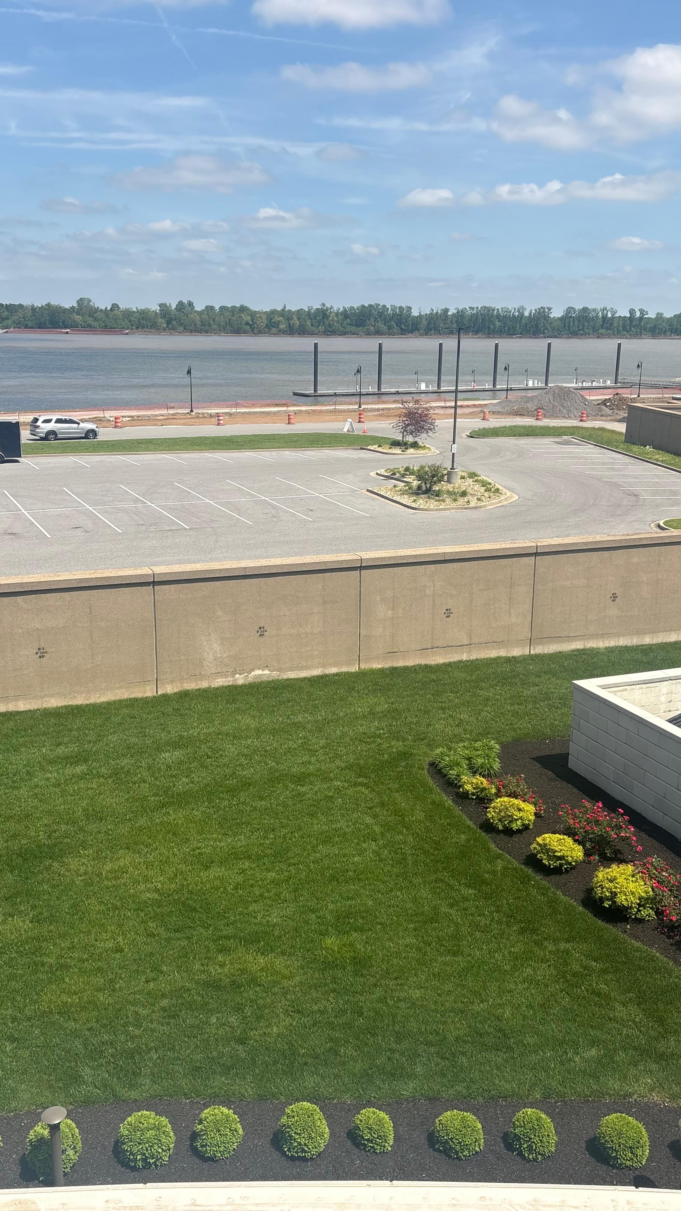 The view looking from the balcony over the Ohio river