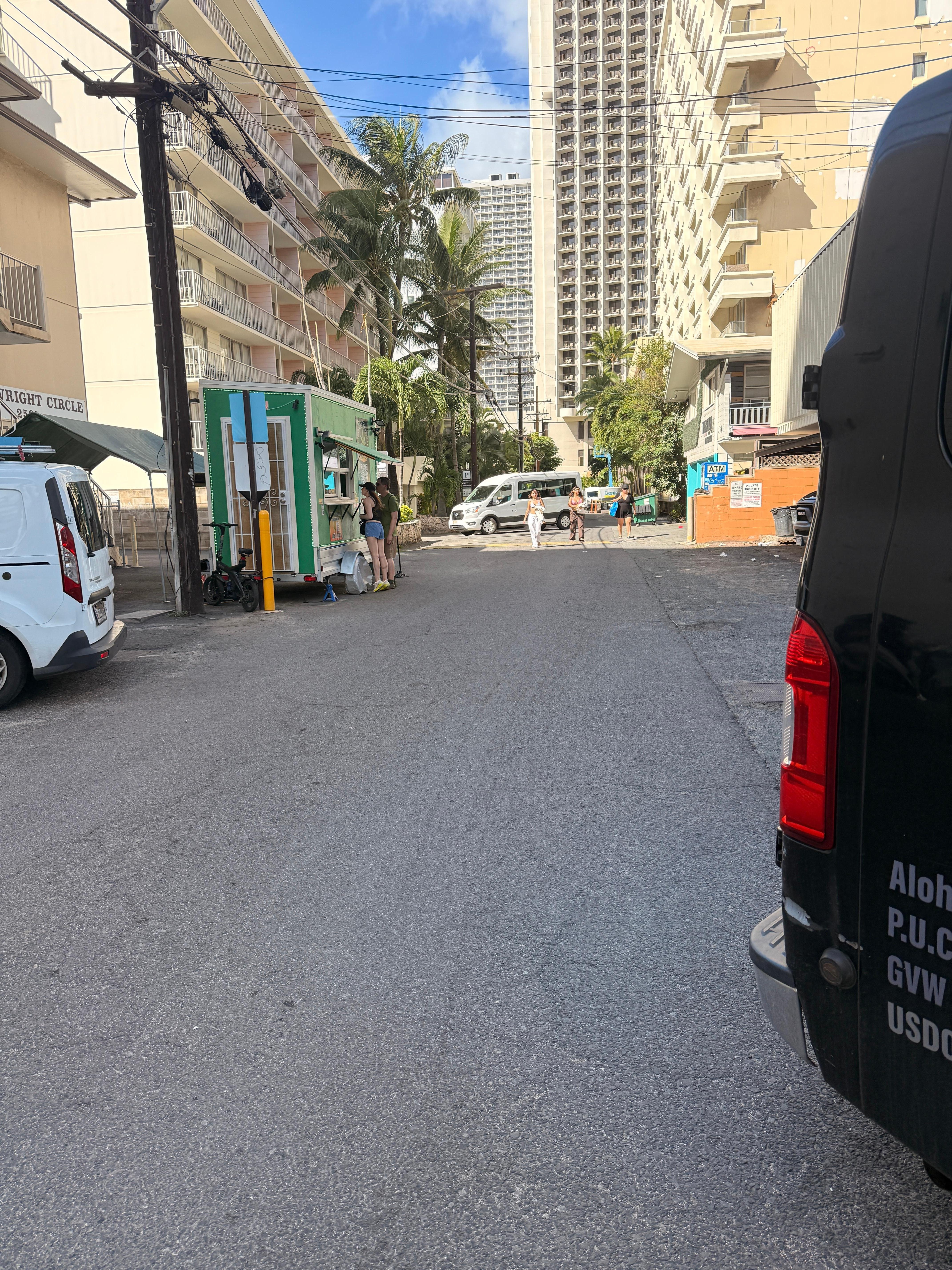 Entrance is in a small street. Very safe tho. 