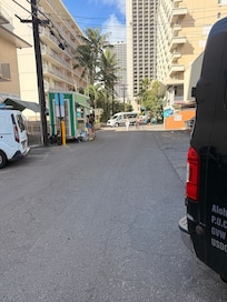 Entrance is in a small street. Very safe tho.