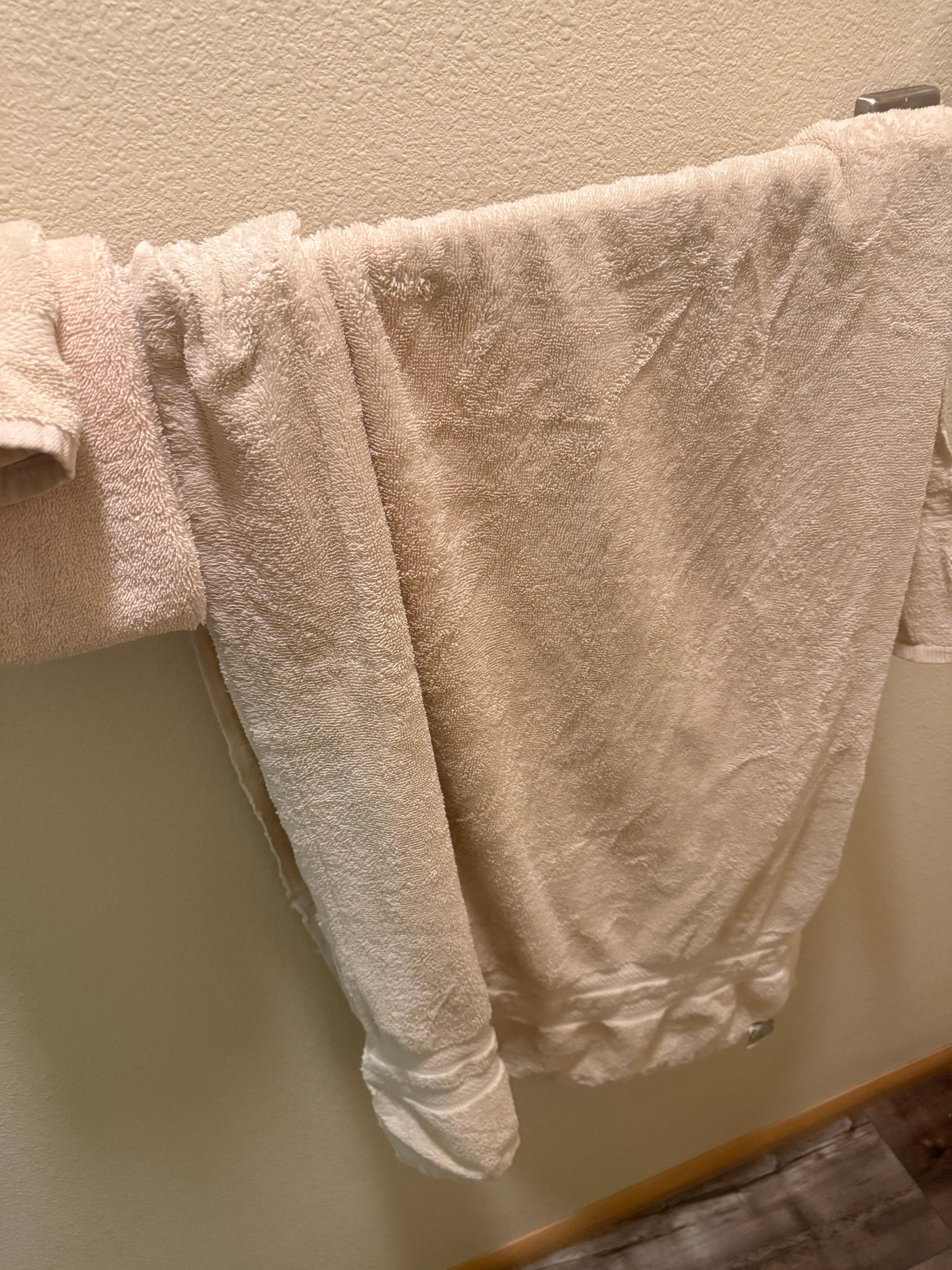 Old stained towels no soap shampoo or no coffee
