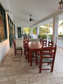 The back porch part of the wrap around porch is where we spent most of our time, and thereâs a complete bathroom there, so convenient.