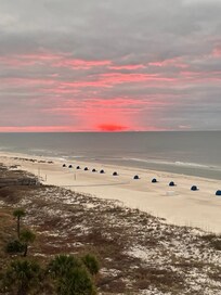 View of sunrise from the balcony