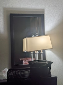 Room had seen better days and not cleaned properly. See dust on mirror.