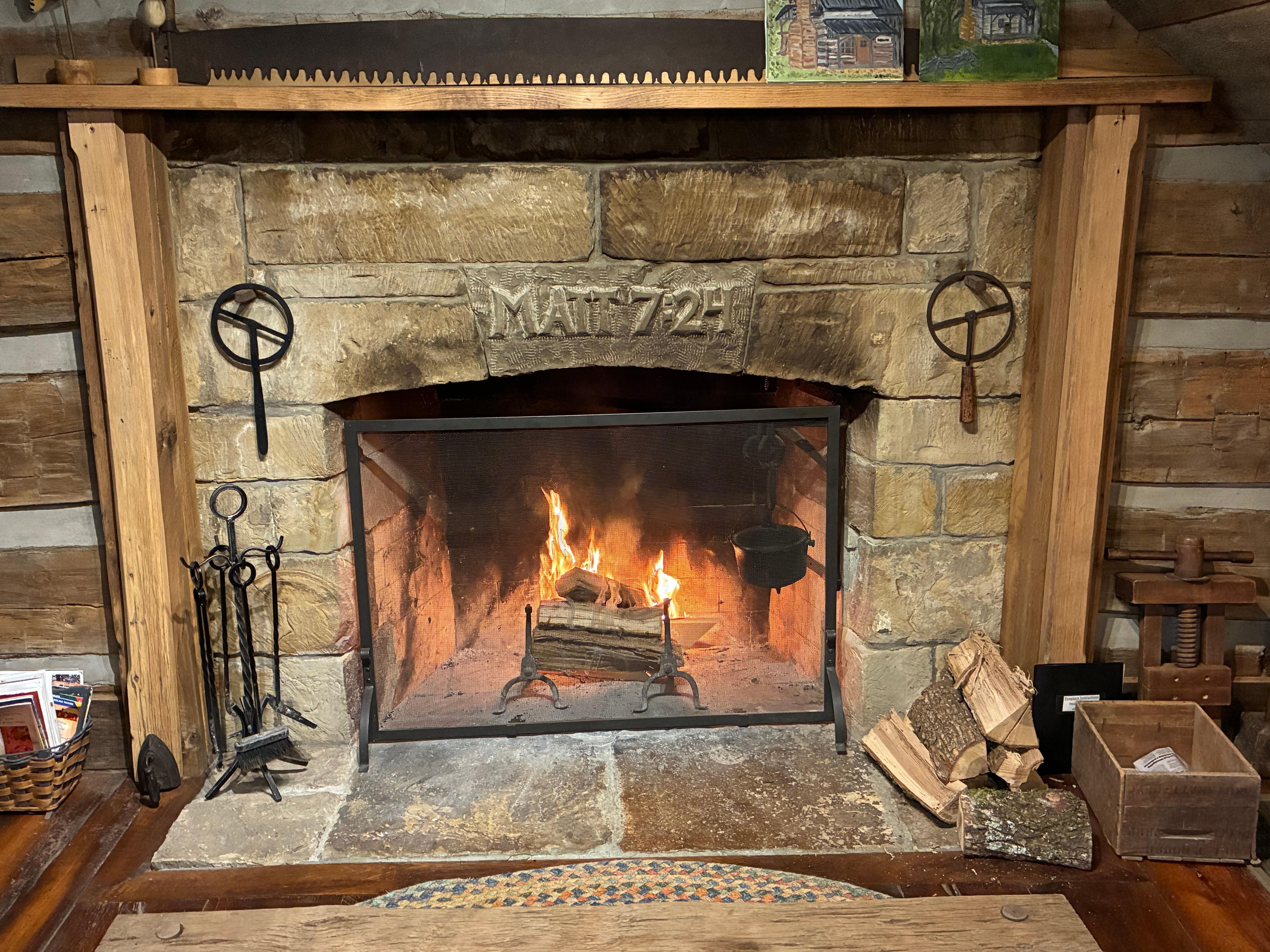 Cozy fireplace that invites the love and peace of God