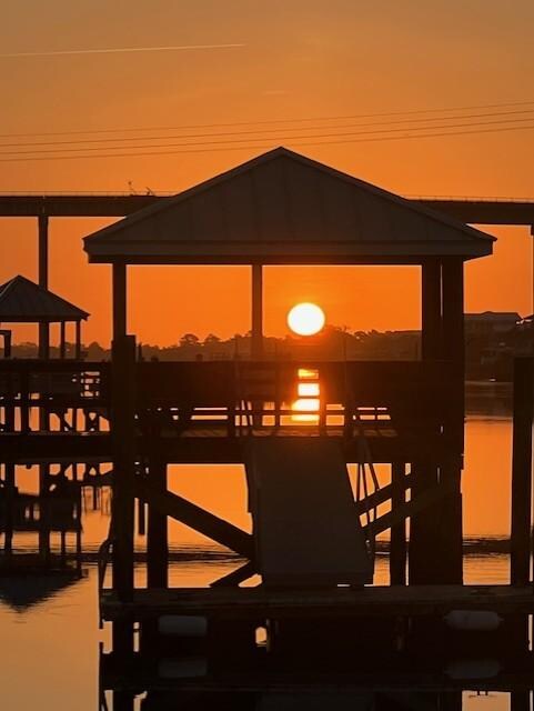 Sun rise from dock