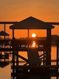 Sun rise from dock