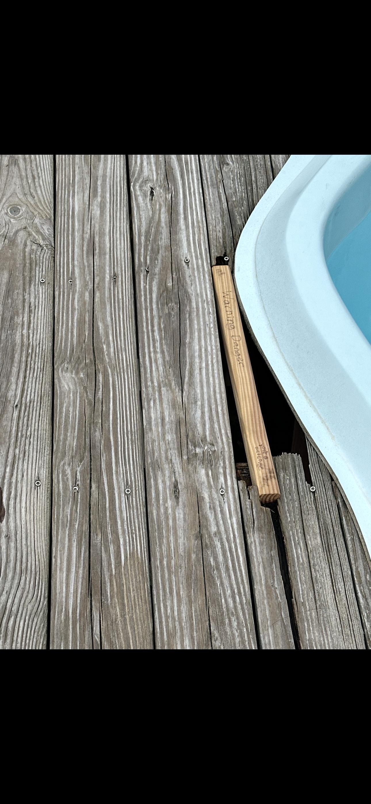 Close up of hole. We had small children so this was concerning 