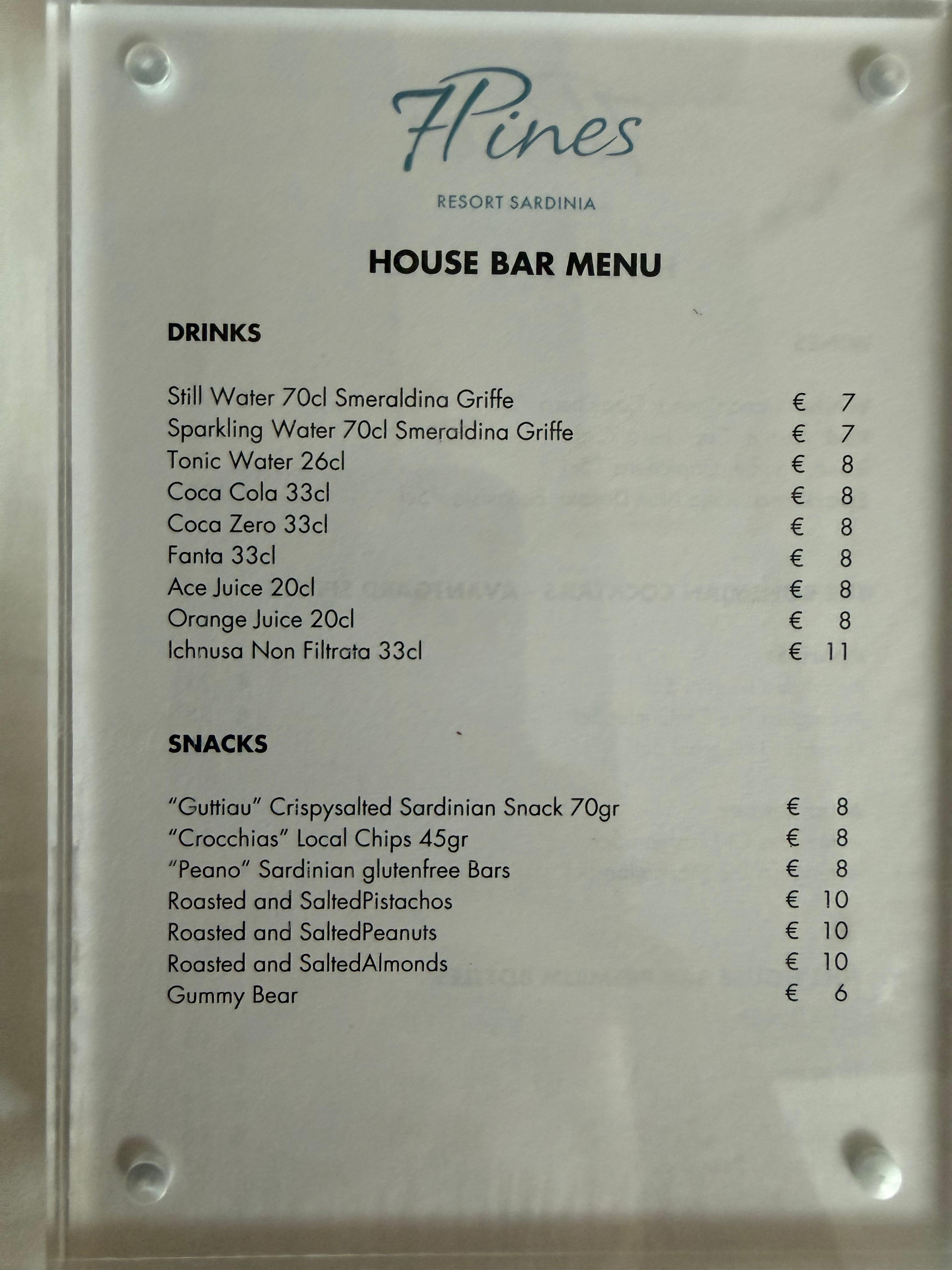 Mini Bar prices