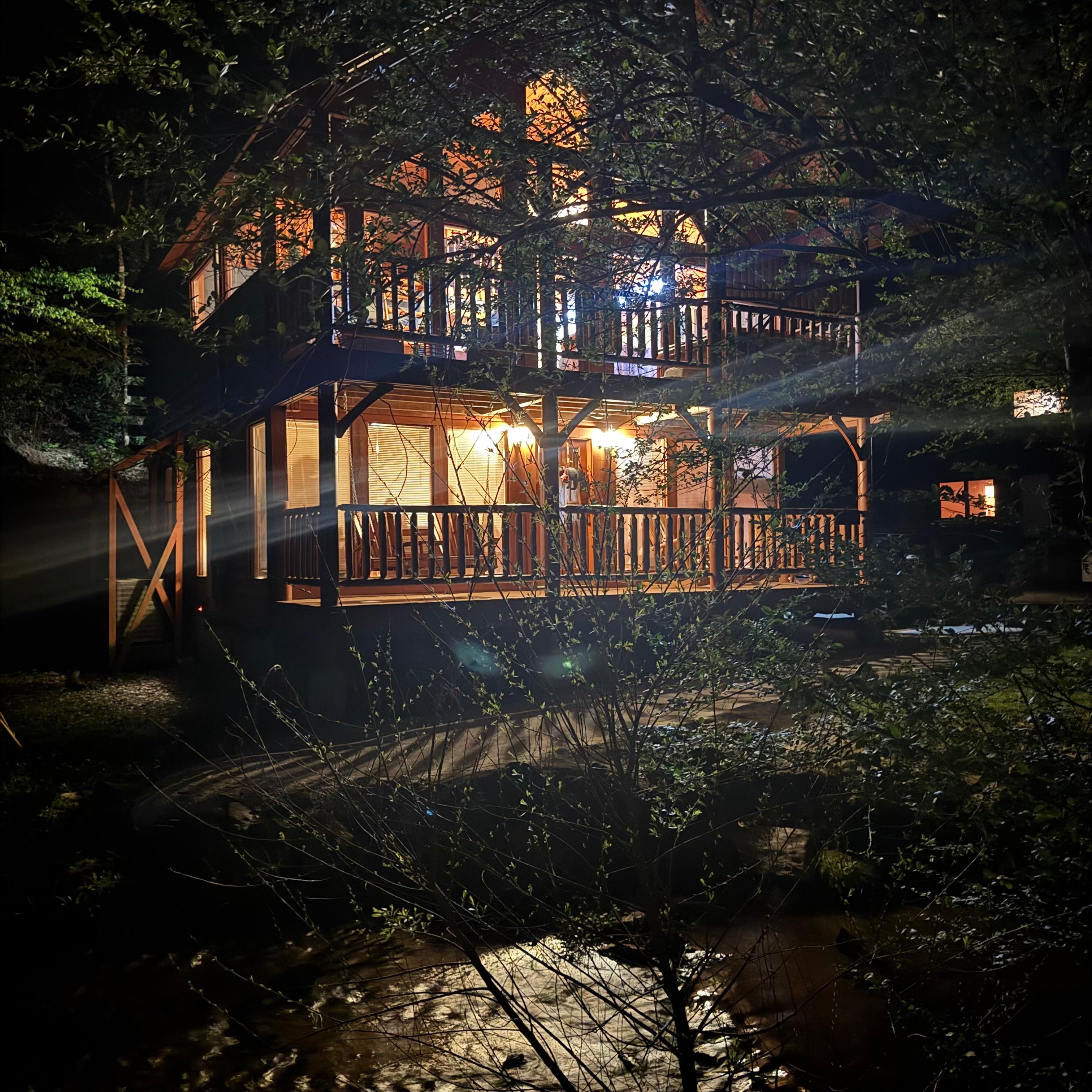 Cabin at night