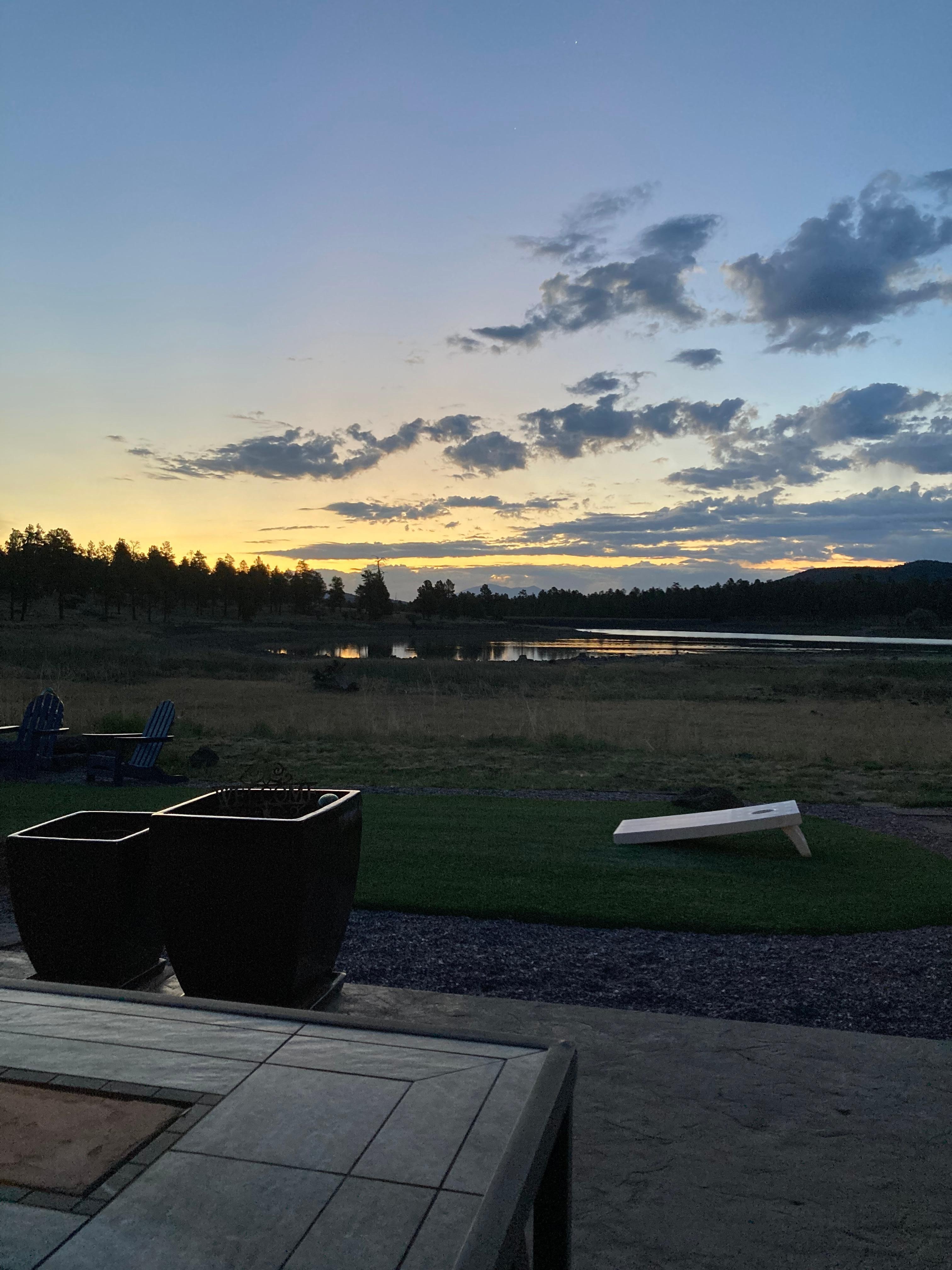 Just before sunrise from your back patio.