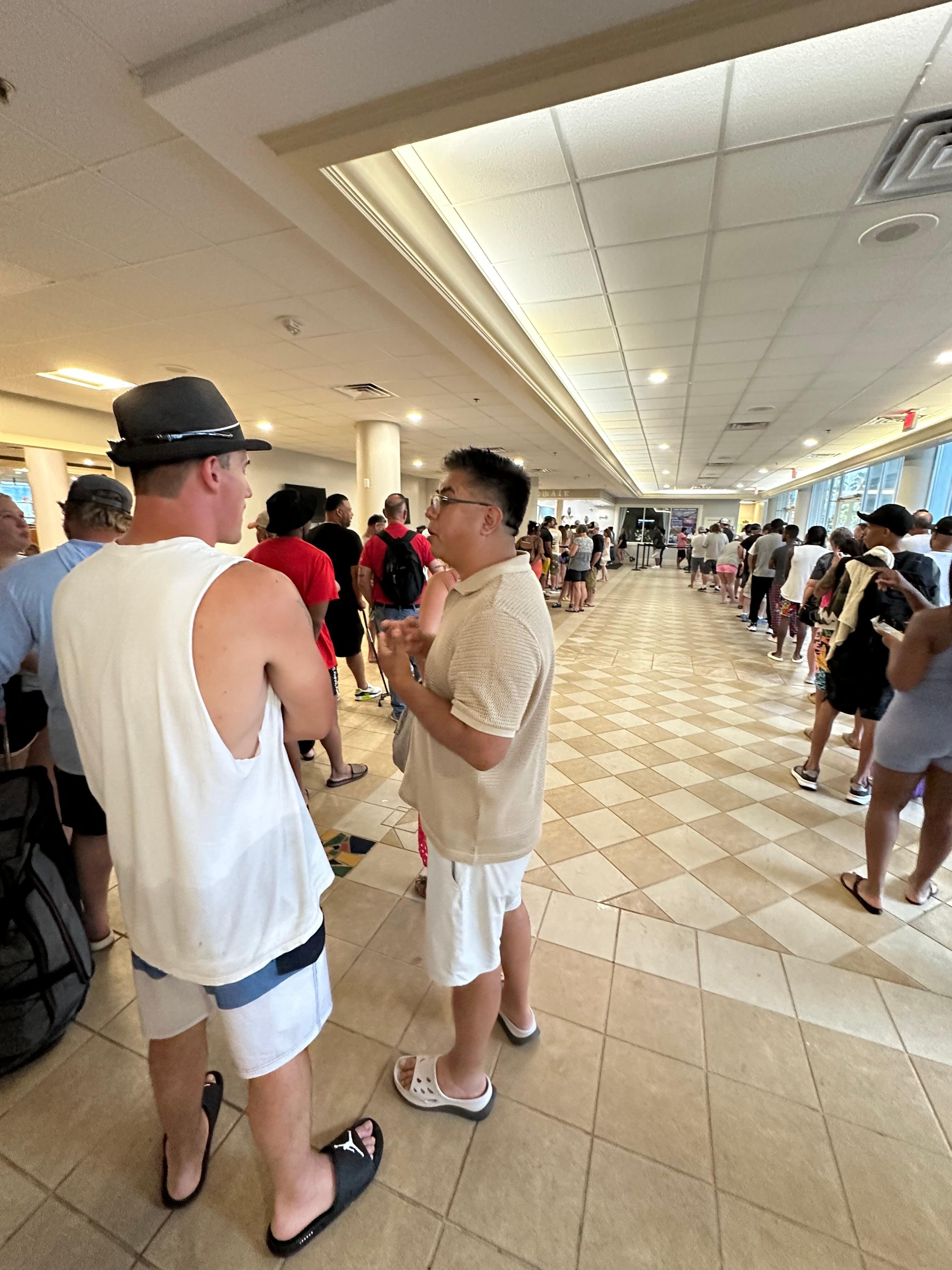 3 hour line at check in