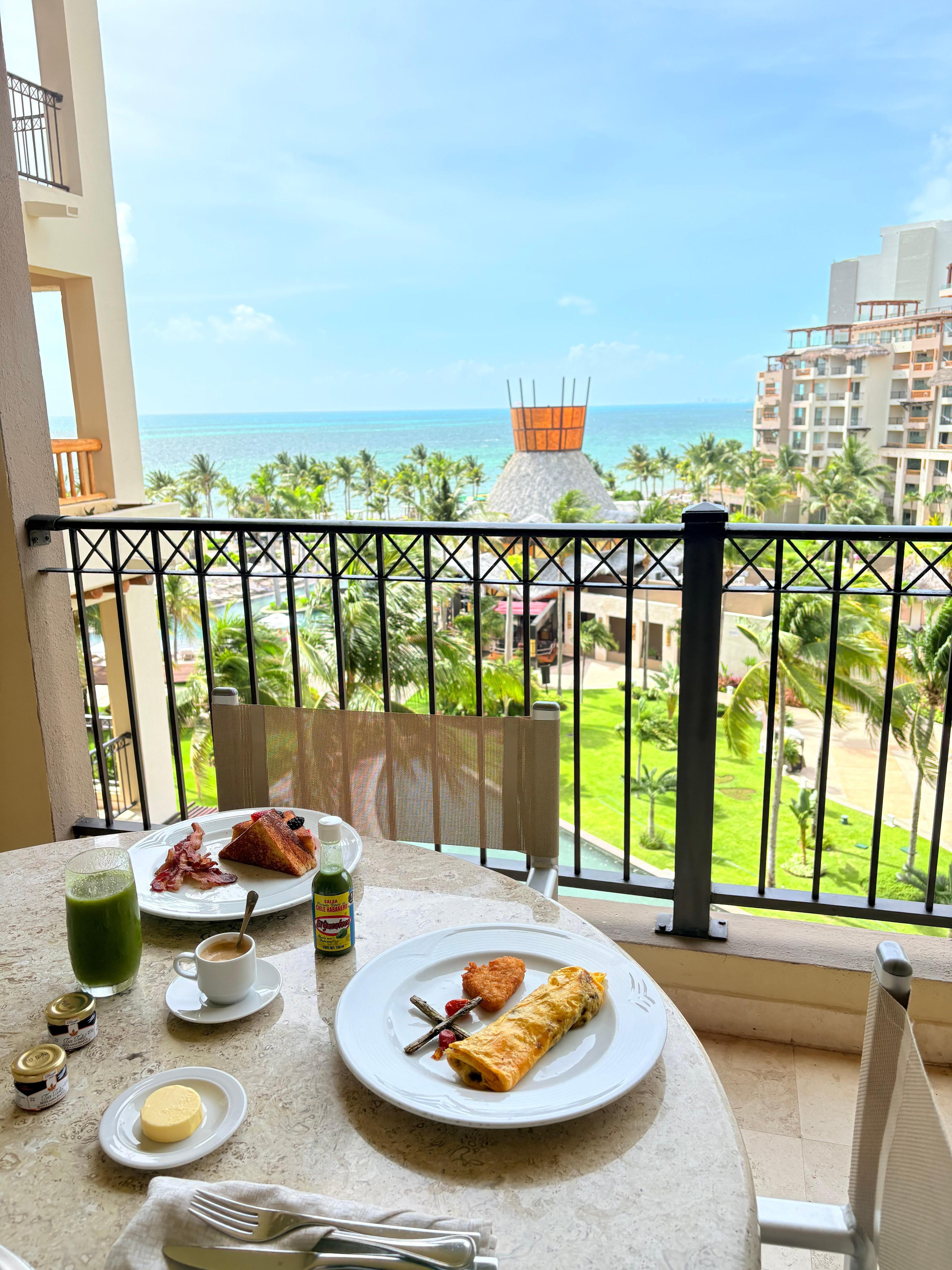 Morning view with breakfast.
