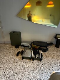 Only area to put our bags was on the dirty floor