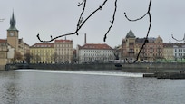 View of hotel looking back over the river