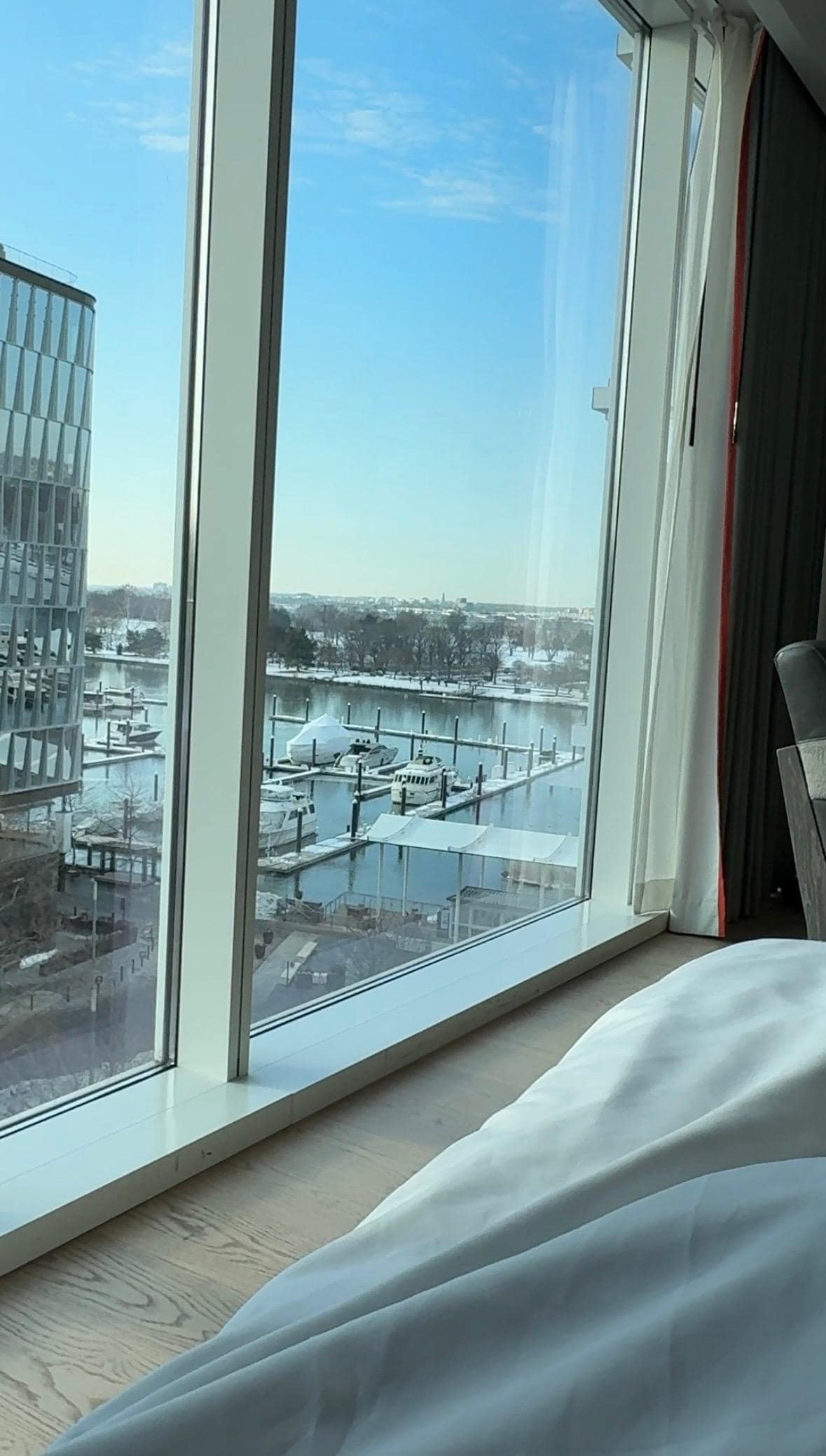 Lovely view from the bed of the Wharf.