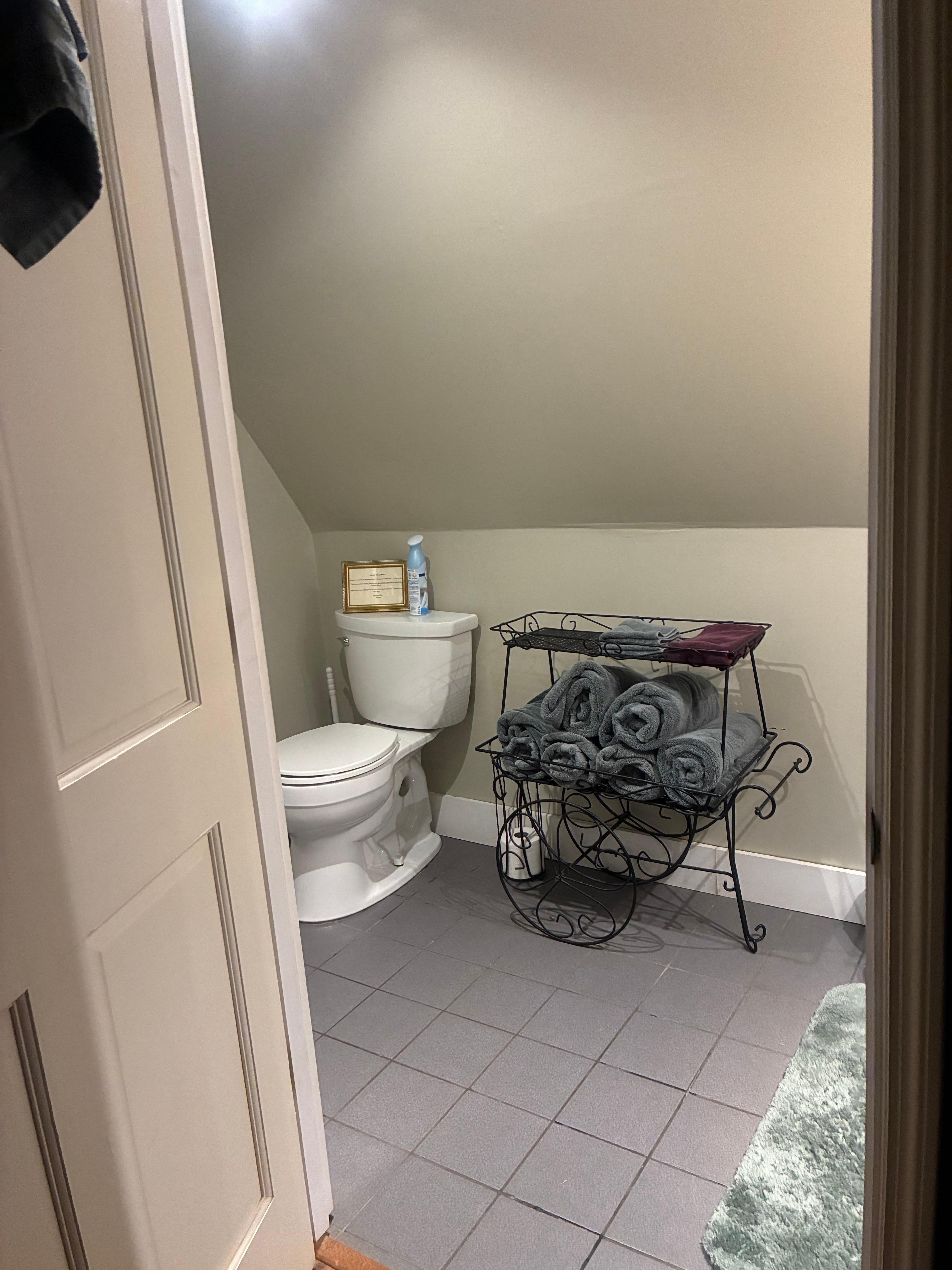 Shower is small but bathroom is still nice