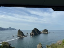 天気は最高、堂ヶ島が真正面