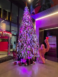 In th lobby near the front desk was this whimsical Christmas Tree.