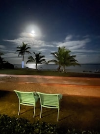 Watching the full moon from our patio.