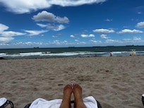 On the beautiful beach.