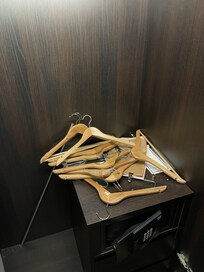 Closet bar collapsed and hangers crashed down.